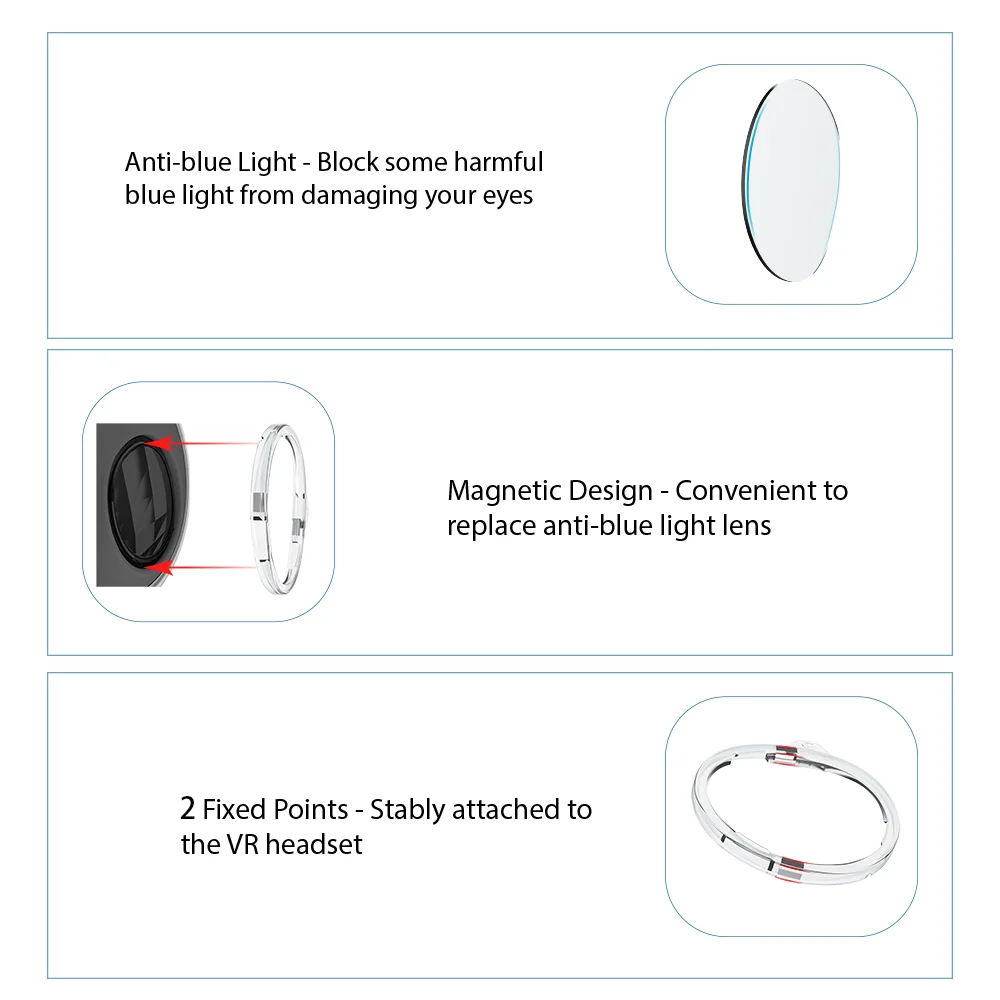 2024 New Vision Pro VR Accessories Myopia Anti-Blue Light Glasses Magnetic Eyeglass Frame VR Prescription Lenses