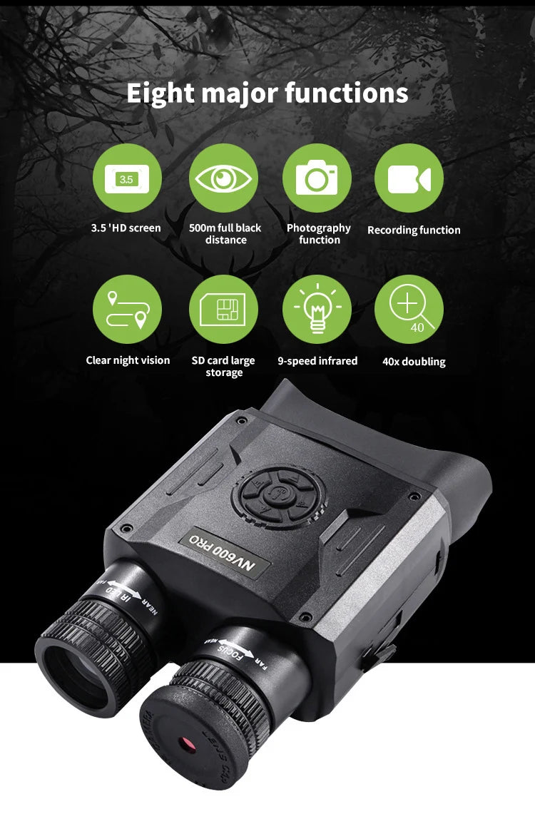5K Night Vision Binoculars HD Full Dark 500M With Screen Digital Zoom Infrared Goggles Observing Animals Camping Hunting
