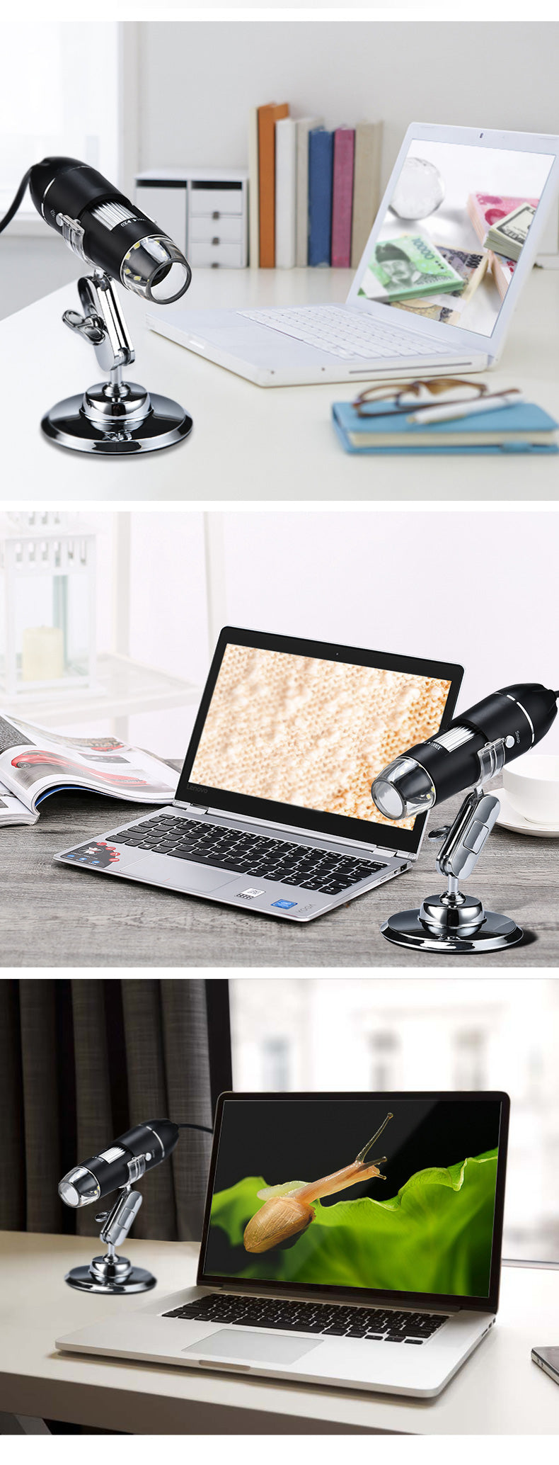 1600X 1000X USB Microscope Handheld Portable Digital Microscope USB Interface Electron Microscopes with 8 LEDs with Bracket