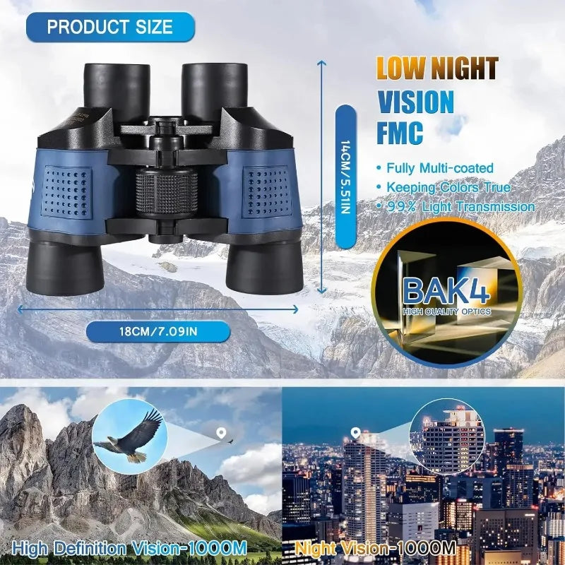 Adult high-definition binoculars with clear field of view and weak light, large bird-watching viewing glasses