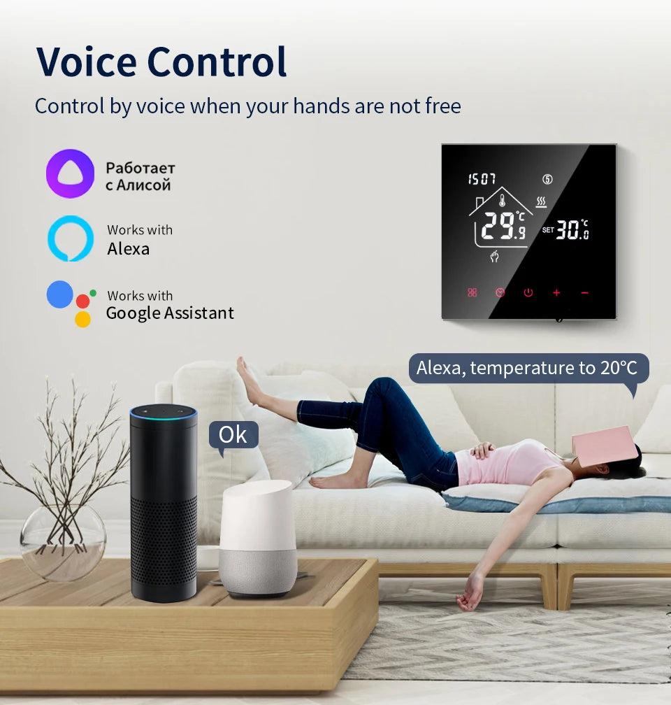 Smart Thermostat Wifi/NO Wifi Tuya Electric Floor Heating Temperature Controller Water/Gas Boiler Smart Life Work With Alexa