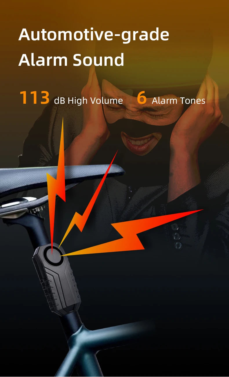 Anti-theft Alarm for Motorbike/Bicycle 113db High Volume Vibration Wireless Remote Control Electric Bell Sound Find A Vehicle