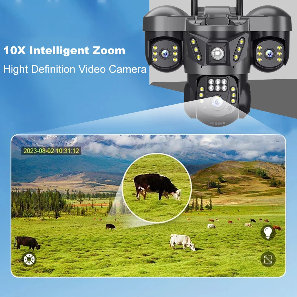 Security Cameras 4G SIM Card Wireless IP CCTV Outdoor 360 PTZ 2 Way Audio Cameras Motion Detection Alarm Smart Home Surveillance