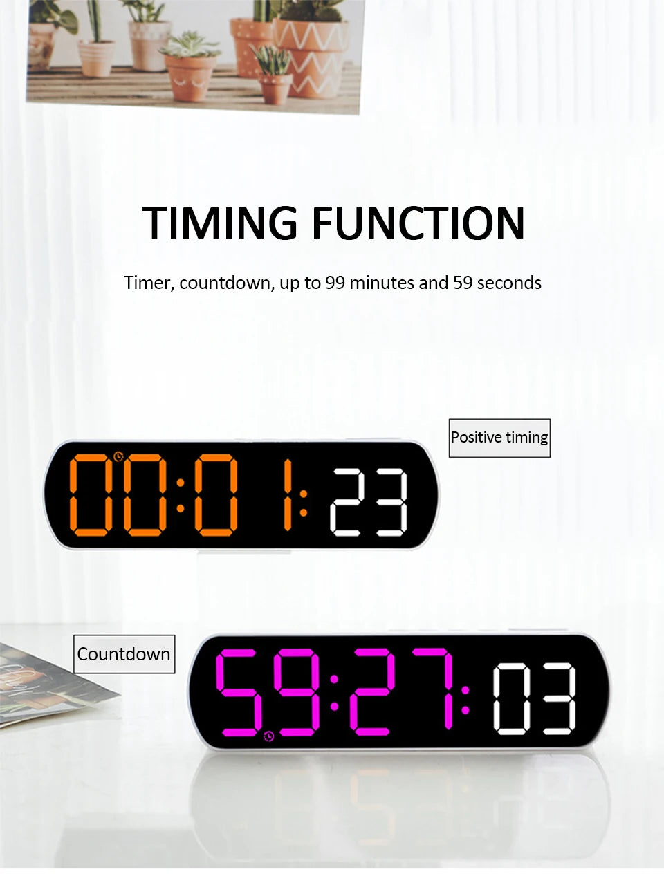 Voice Activated Multifunction Digital Alarm Clock LED Timer Clock 12/24H Temperature Date Display Desktop Alarm Clock Night Mode