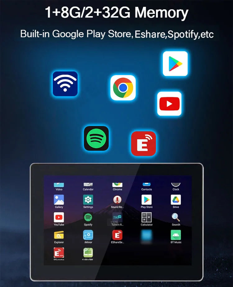 Smart home audio system 7 inch touch screen in wall amplifier WIFI Bluetooths sound music player ALEXA control panel Stereo Amp