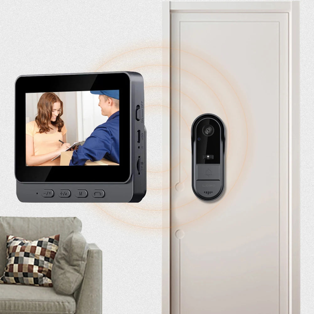 2.4G WiFi Smart Door Bell 4.3 Inch IPS Screen Video Intercom Door Camera Home Security Door Eye Camera for Home Office Apartment