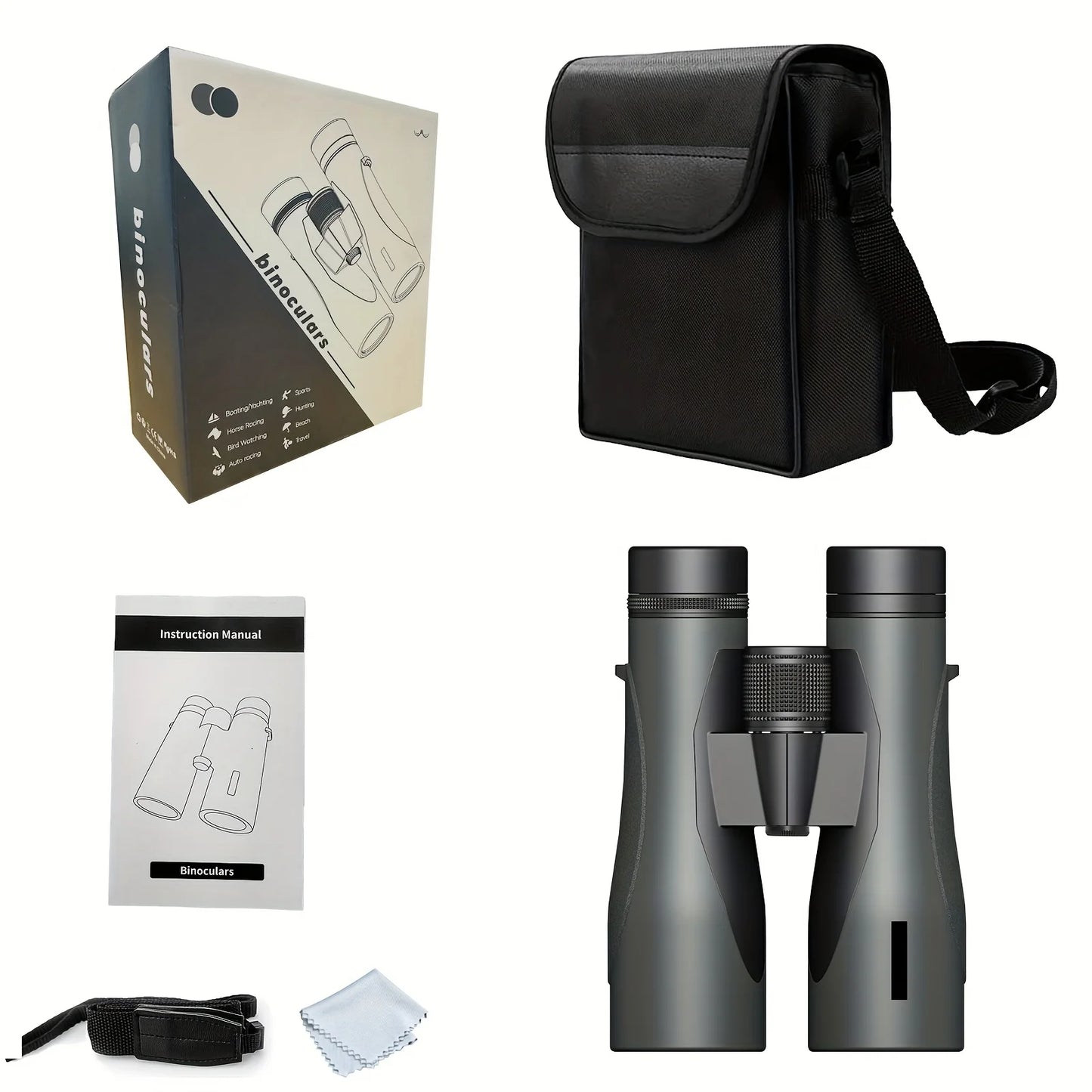 12x50 Binoculars with Large View for Clear Low Light Vision, Coated Binoculars Ideal for Bird Watching and Cruises