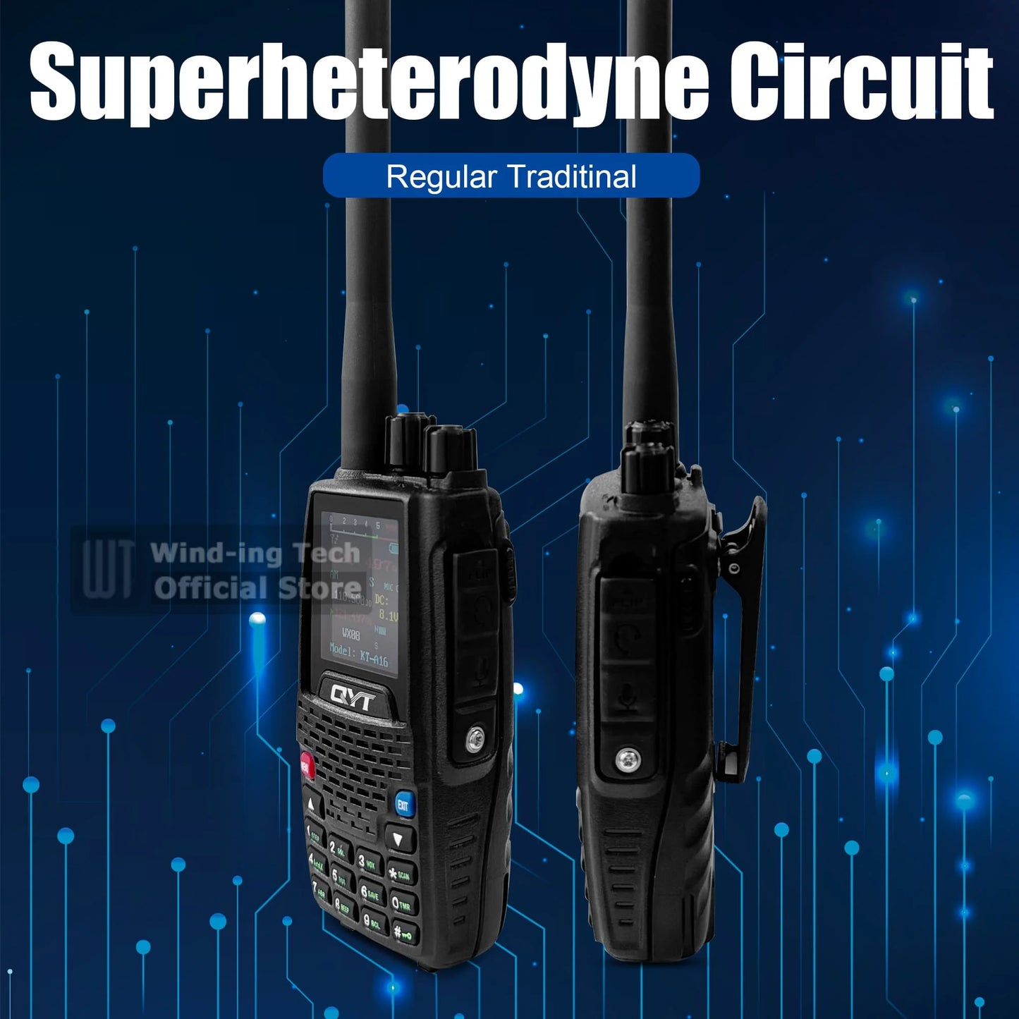 QYT KT-A16 Walkie Talkie 6W Air Band Transmitter VHF Transceiver 2000mAh NOAA Superheterodyne Circuit Aviation Portable Radios