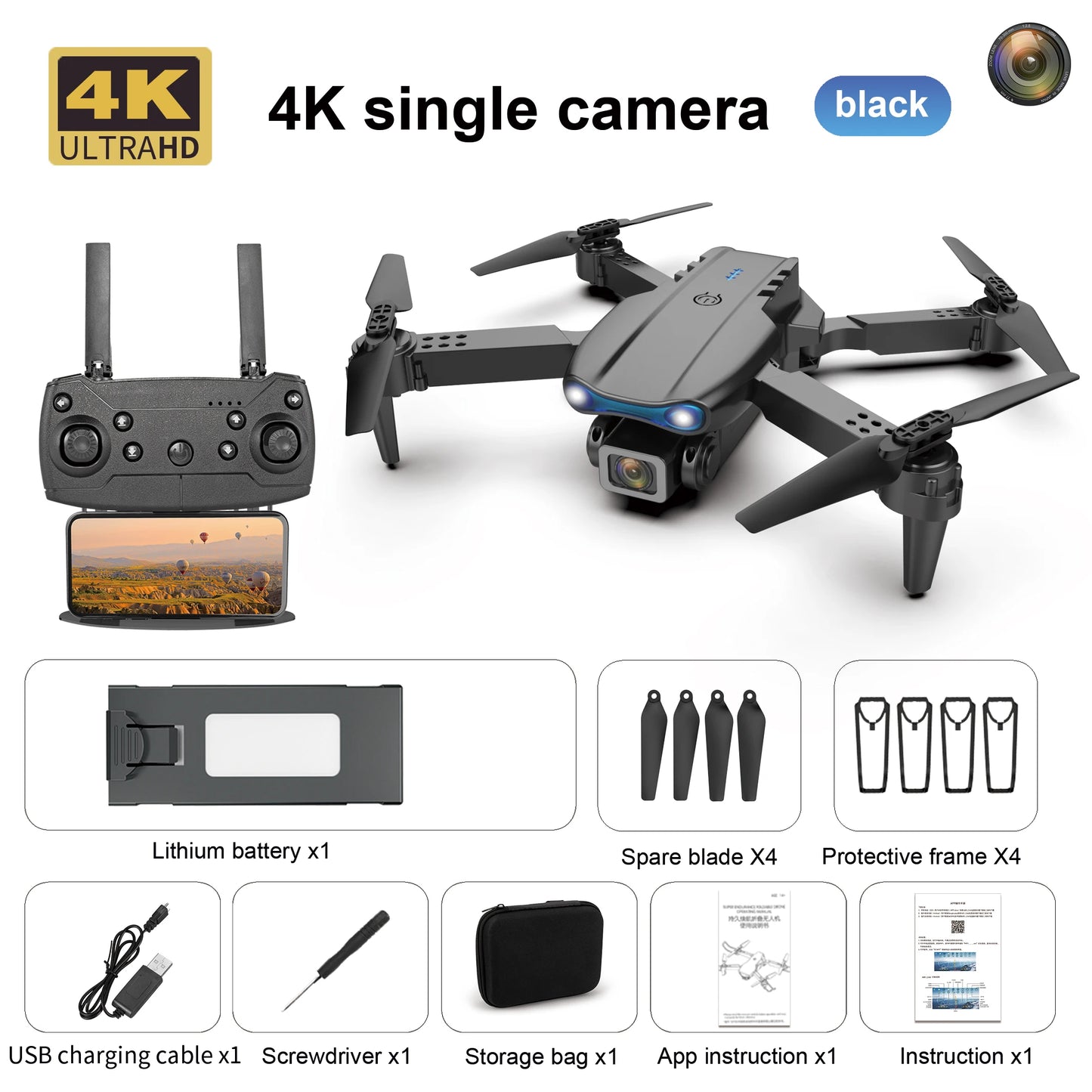 2024 New Drone With 4K Professional Camera High-Definition Dual Camera Lens Long Battery Life LED Night Flight Lights Toy Gift