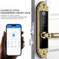 Smart Home Digital Lock Electronic Fingerprint Smart Lock European Home Indoor Door Handle Lock Golden Red Brown Tuya TTlock