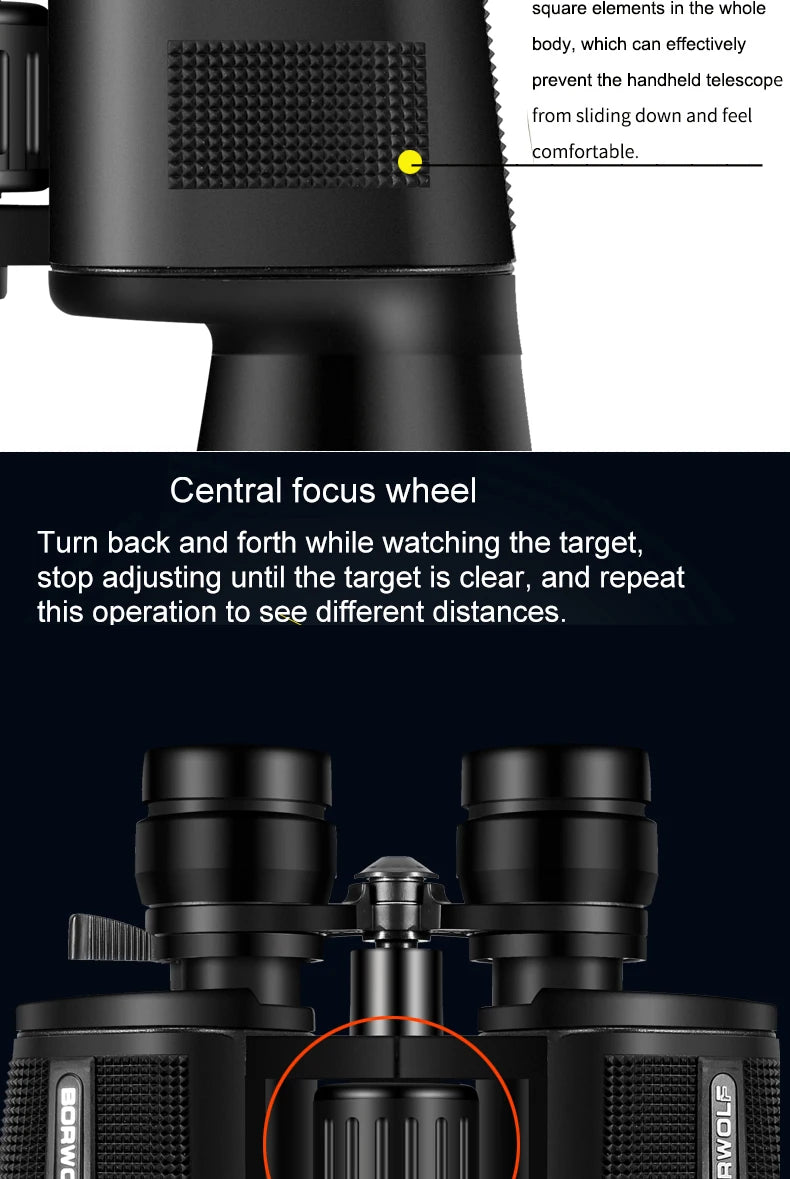 BORWOLF Large Objective lens 20-60X70 Binoculars FMC Optical High Power Hunting Birdwatching Telescope Fo rMoon Watching