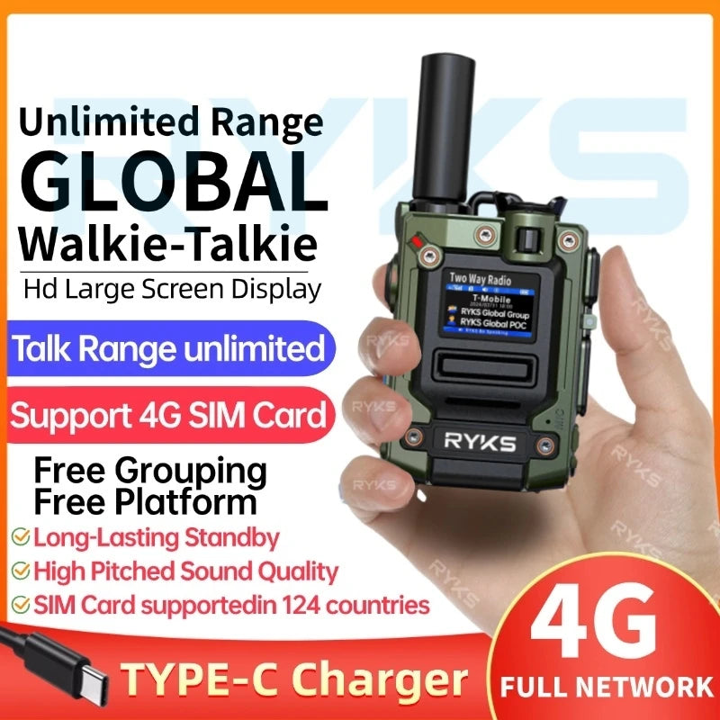 4G Walkie Talkie 5000Km 200 Channels Personalized Names Audio Playback Global Ptt Type C Charger Long Range Ham Two Way Radio