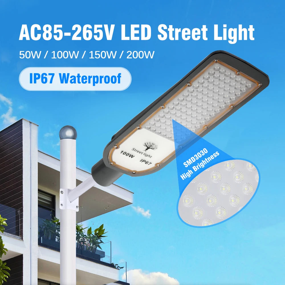 Floodlight IP67 Waterproof LED Street Lights 100W 150W 200W Super Bright Lamp Outdoor Wall Light Security Lighting for Garden
