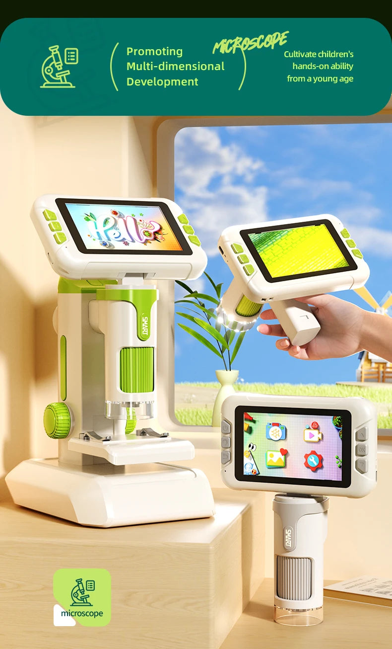 Microscope for Kids Children Microscope with 3.97 Inch Screen 1600x Zoom Mini Handheld Microscope Camera Christmas Birthday Gift