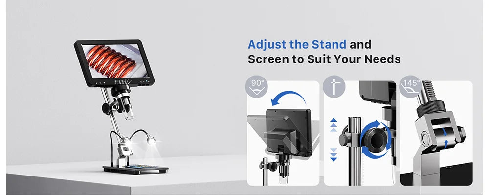 Elikliv EDM9 7 Inch 1080P LCD Digital Microscope 50X-1200X Soldering Electronics Microscopes With LED Lights Support PC Computer