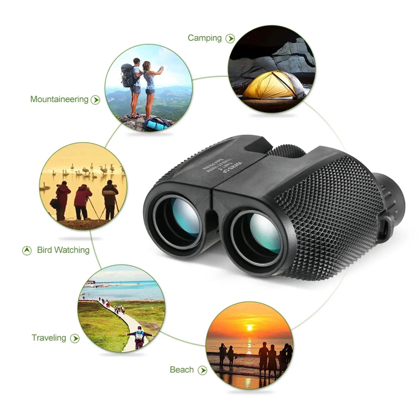 Binoculars 10X25 HD Mini Portable Telescope BAK4 FMC Coated Telescope Outdoor Bird Watching Hunting Travel Camping Ball Game