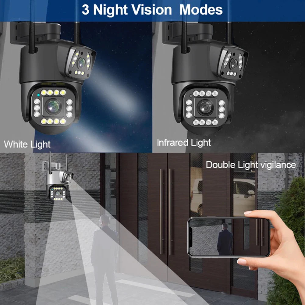 4MP Dual Lens Security Camera 360 Degree View Outside Camera 1080P Surveillance Camera IP66 Waterproof for Home Security