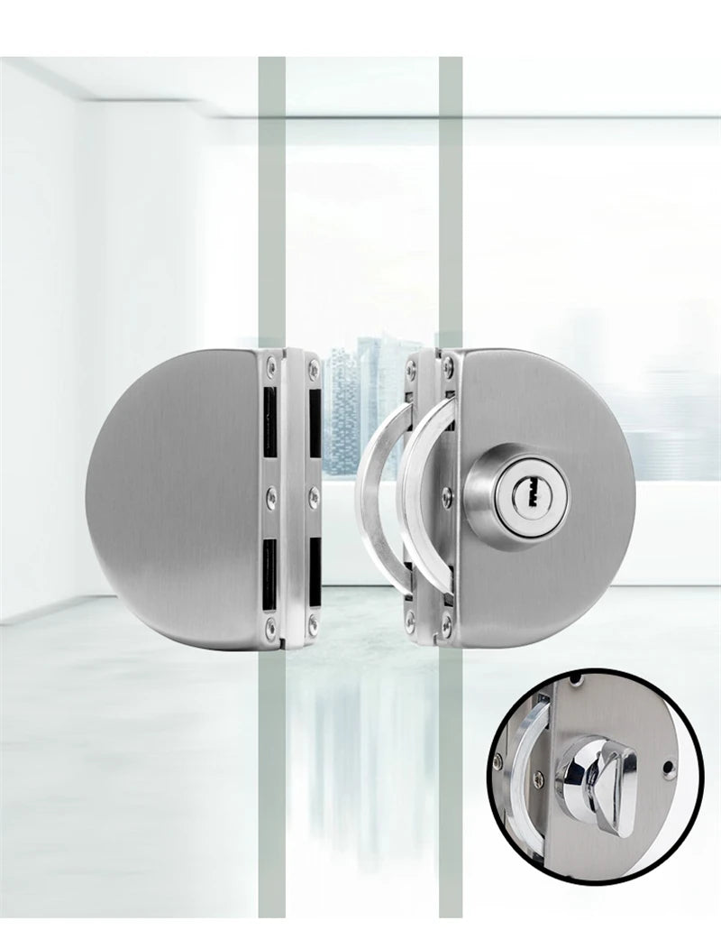 1 Set Double Open Sliding Door Lock Stainless Steel Glass Door Lock with Keys 8-12mm Safety Locks Office Glass Security Hardware