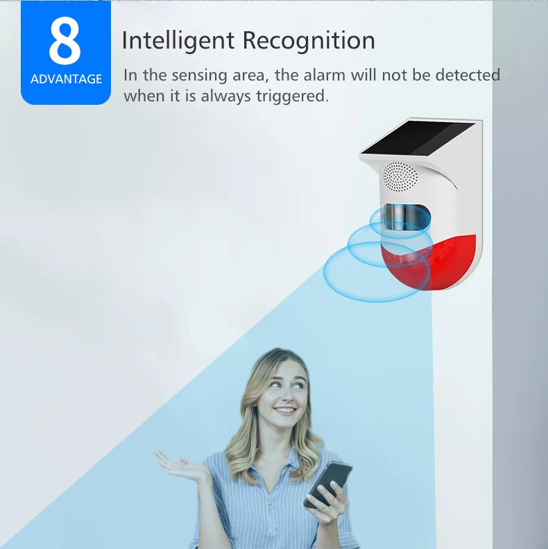 Independent Outdoor Solar Infrared Alarm 120dB Wireless Anti-theft Waterproof Animal Drive Outdoor Sound And Light Alarm Signal