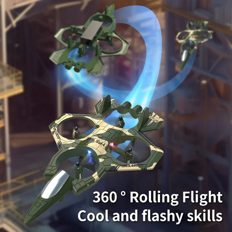 2.4GHz RC Plane, 4-axis Gyro Remote Control Airplane, 360° Flip Fighter Jet Toy, Helicopter Quadcopter, Easy to Fly RC Glider