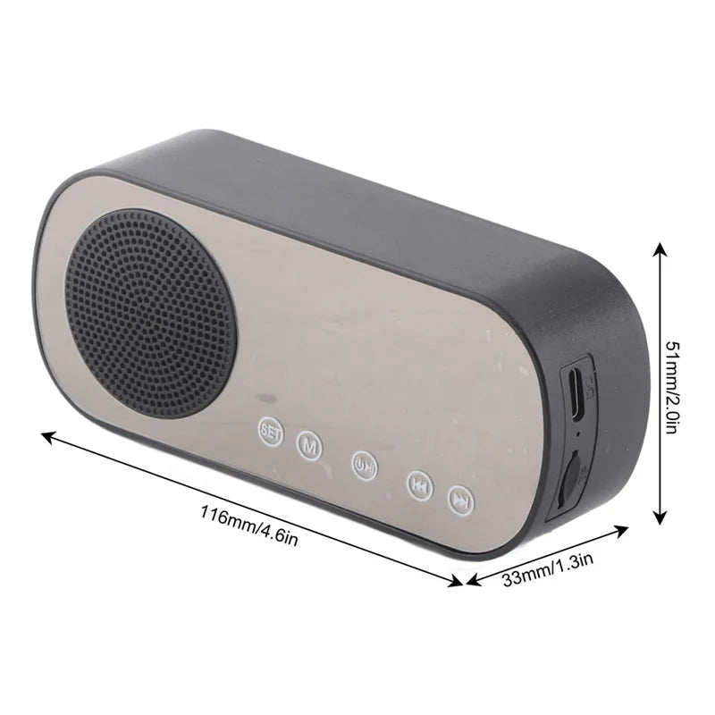 Alarm Clock Bluetooth Speaker, Digital Alarm Clock Radio with LED Mirror Display, Loud Alarm Clock for Heavy Sleepers