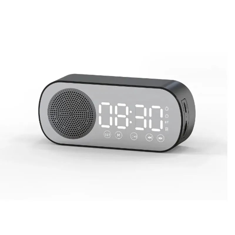 Alarm Clock Bluetooth Speaker, Digital Alarm Clock Radio with LED Mirror Display, Loud Alarm Clock for Heavy Sleepers