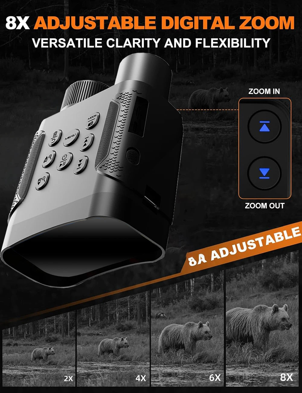 Binoculars Night Vision Device 1080P HD 850nm Infrared 8X Digital Zoom Telescope Goggles Outdoor Hunting Camping Full Dark 300m