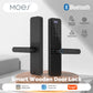 ‌MOES Smart Wooden Door Lock with Touchscreen - Bluetooth Fingerprint/Password/APP Unlock, Anti-Tamper Alarm, 6-Month Battery‌