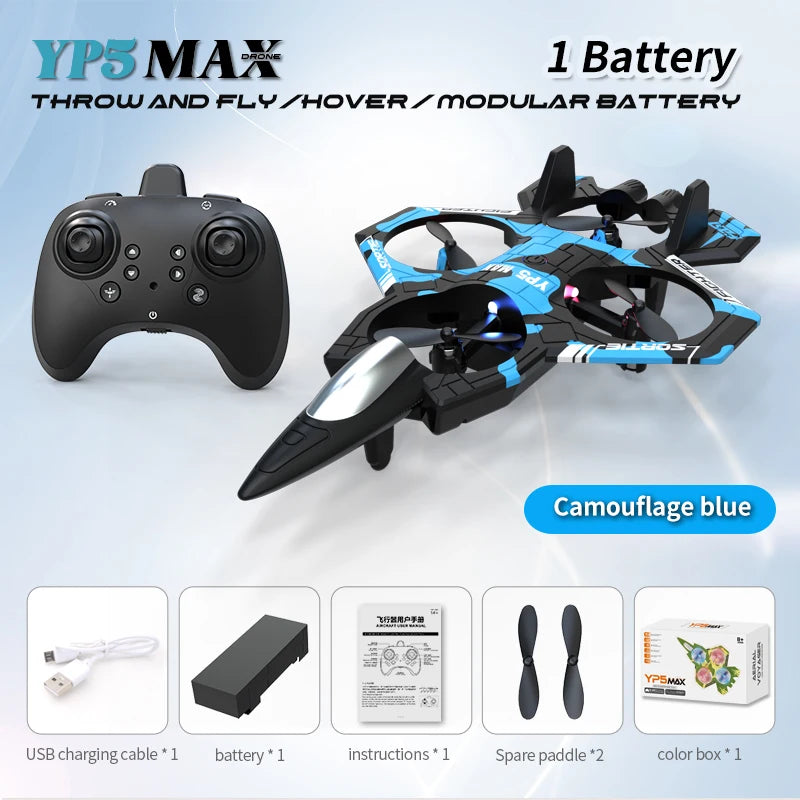 2.4GHz RC Plane, 4-axis Gyro Remote Control Airplane, 360° Flip Fighter Jet Toy, Helicopter Quadcopter, Easy to Fly RC Glider