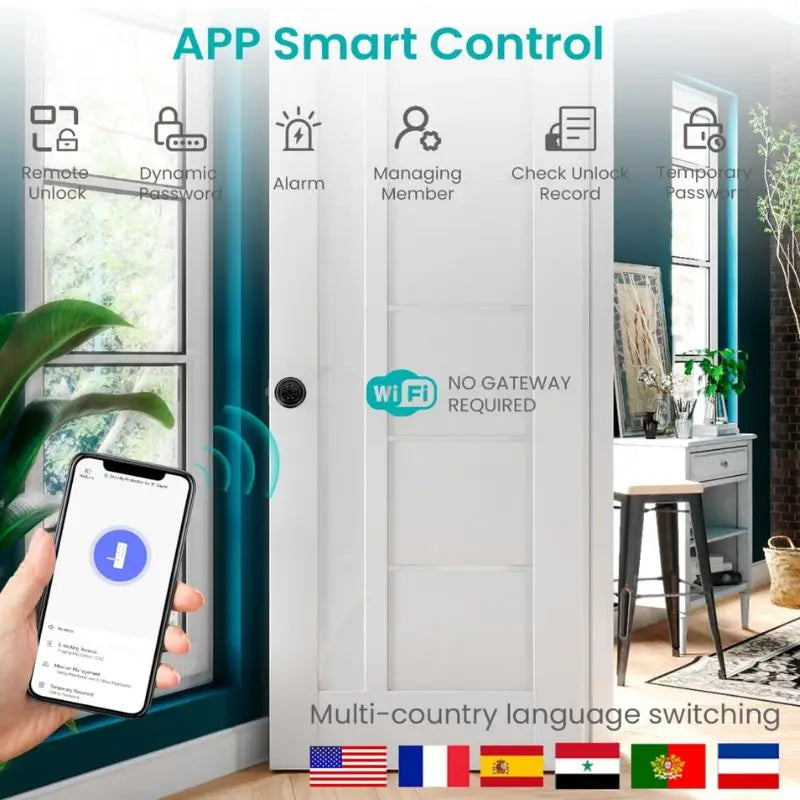 smart home lock frigerprint door lock digital bedroom door lock smart door handle electronic  Keyless Thumbprint Entry tuya