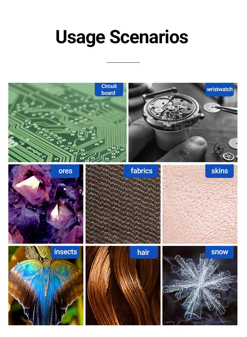 DDCAMERA 9-INCH LCD Digital Microscope 12MP 1600X Coin Microscopes With Metal Stand 1080P Microscopes Camera for Plant/Rock