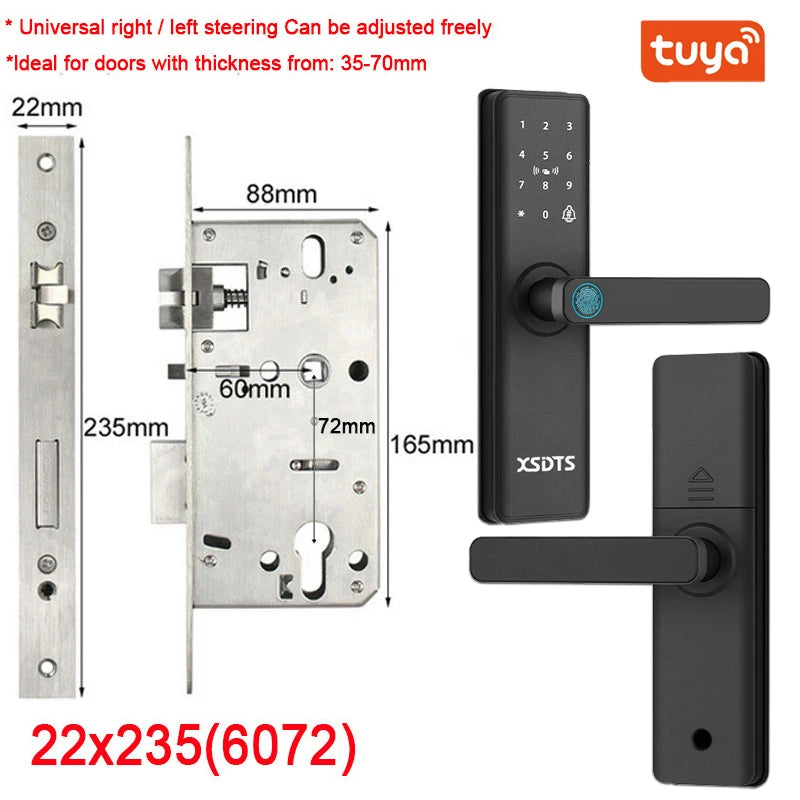 New Smart Door Lock With Tuya APP Digital Electronic Lock Smart Home Wooden Door Lock Biometric Fingerprint