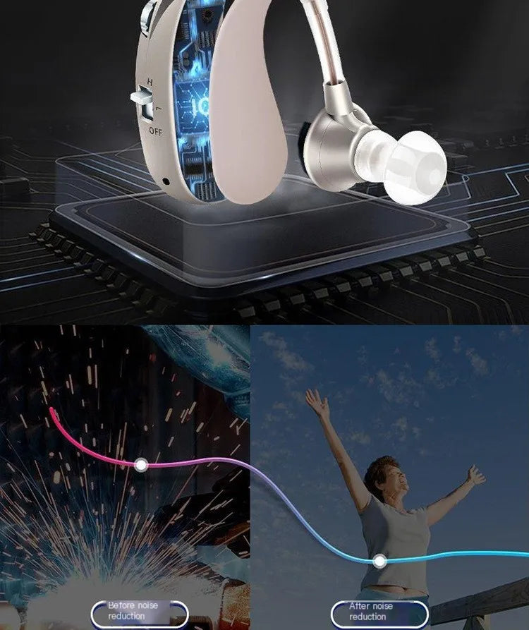 Hearing Aid Earphones Ear Hook Charging Comfort Assisted Listening Headset Dual Sound Sound Amplifier For Elderly People