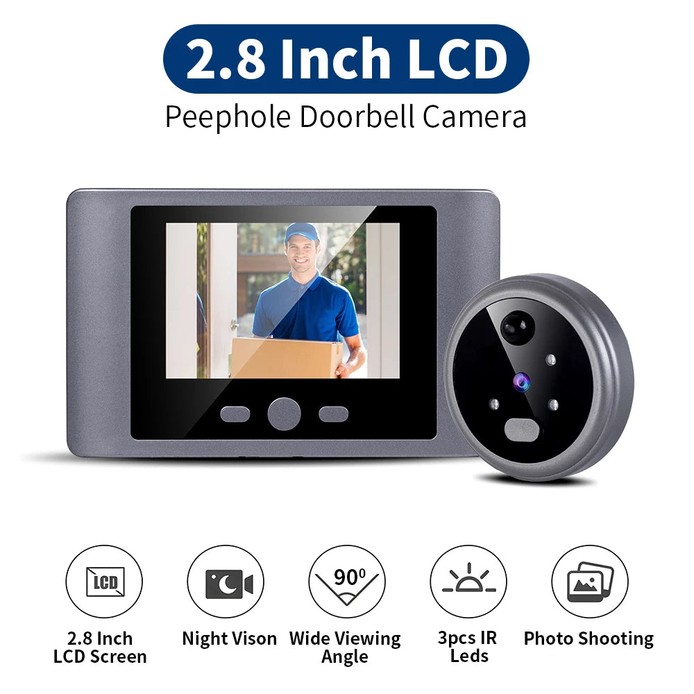 Wireless Home Security Peephole Video Doorbells 480P Digital Door Peepholes with Camera Mic Support Video Record No APP No Wifi