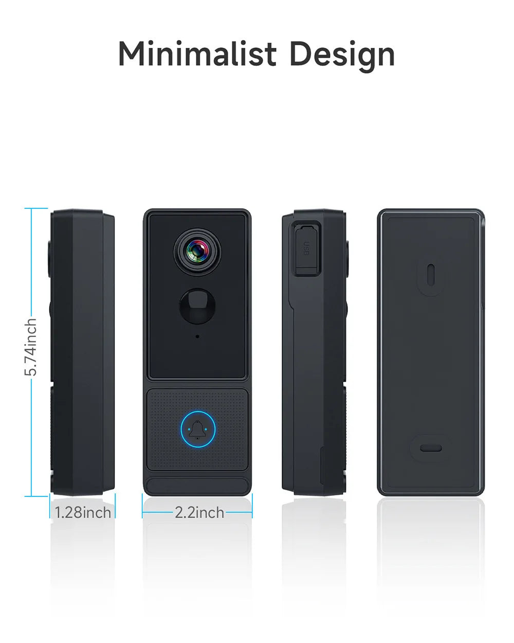 2MP 1080P Wireless WIFI Doorbell With Indoor  Chime 145Degree Wide Angle Video Door Phone Visual Door Peephole Viewer