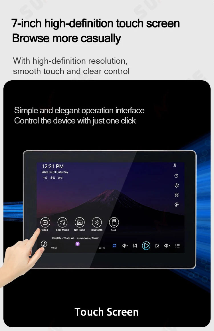 Smart home audio system 7 inch touch screen in wall amplifier WIFI Bluetooths sound music player ALEXA control panel Stereo Amp