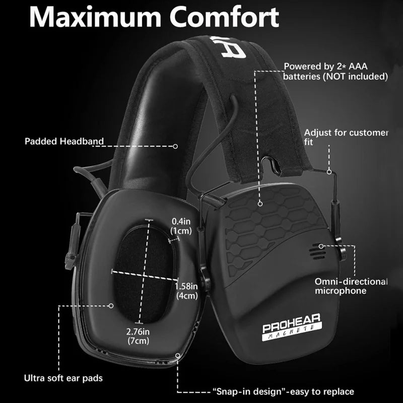PROHEAR Bluetooth Electronic Tactical Earmuffs Sound Amplification Shooting Headset Noise Reduction Hunting Hearing Protection