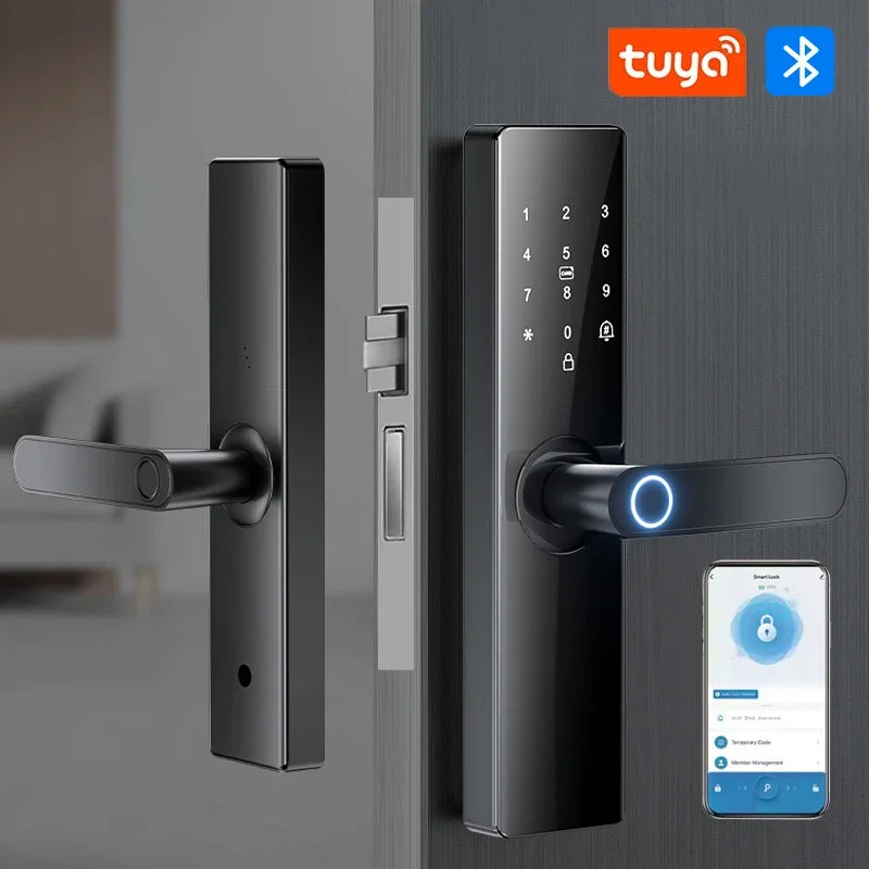 Smart Card Key Access and USB Emergency Charging Smartlock Smart Electronic Door Lock Fingerprint Biometrics Application Control