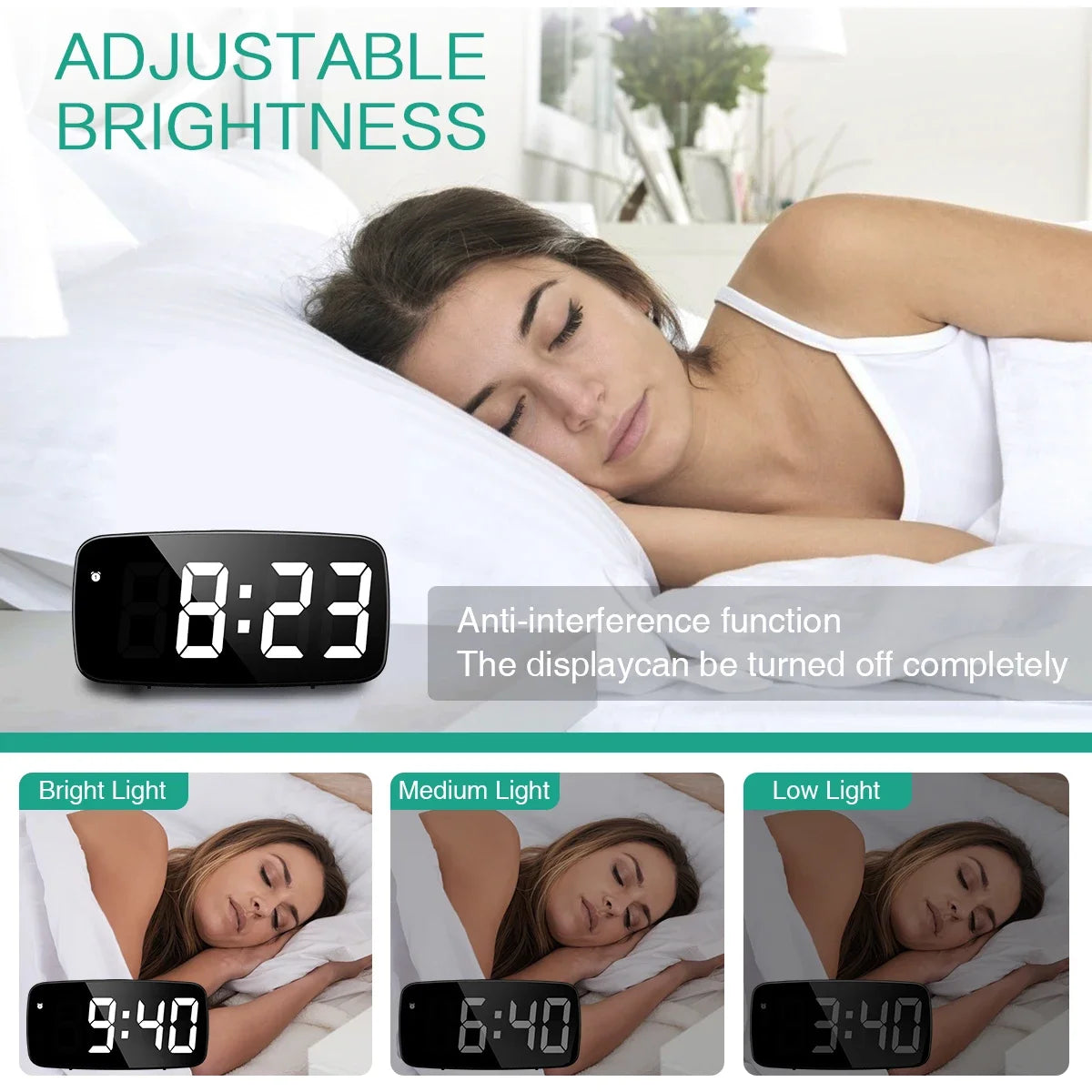 Alarm Clock Digital LED Clock Voice Control Snooze Time Temperature Display Night Mode Reloj Despertador Desktop Clocks