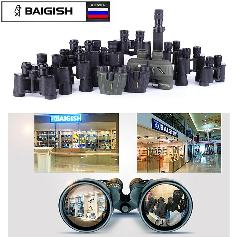 Professional Binoculars Baigish 8x30 10x40 10x50 12x4515x60 20x50 8-24x40 Powerful Military Telescope Long Range Monocular BAK4