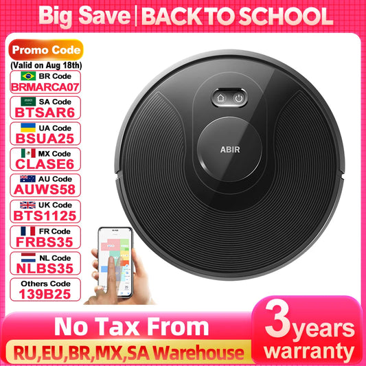 ABIR X8 Robot Vacuum Cleaner ,Laser System, Multiple Floors Maps, Zone Cleaning,Restricted Area Setting for Home Carpet Cleaning