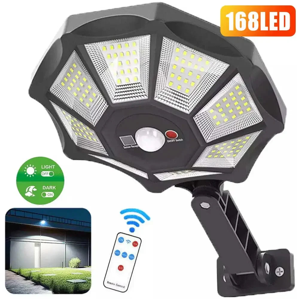 168 LED Solar Lights 12h Lighting Security Flood Lights Outdoor Motion Sensor Waterproof Garden Yard Street Lamp Waterproof