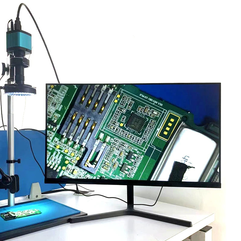 48MP 4K 1080P HDMI USB Video Microscope Camera 130X Zoom C Mount Lens Ultra High Working Distance For Digital Image Acquisition