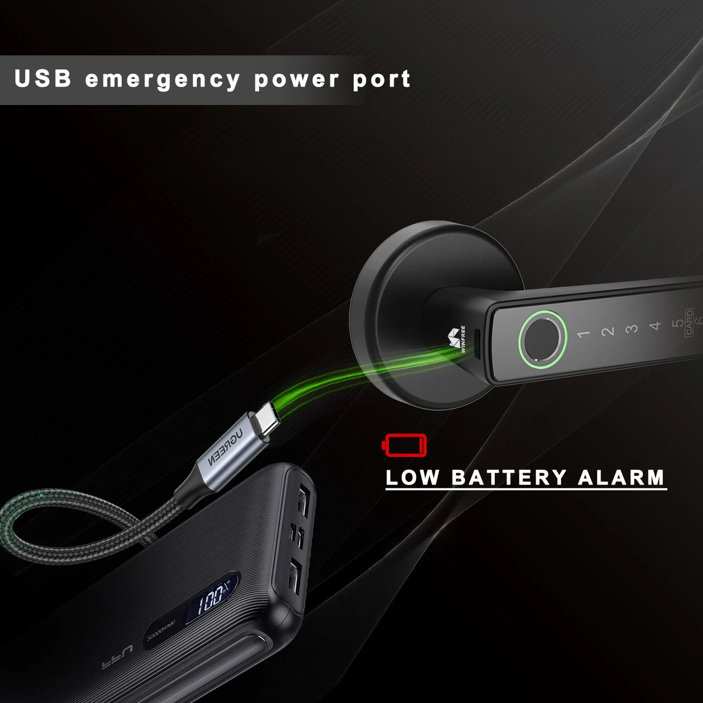 WINFREE SMART Interior Wooden Door Lock, Tuya Bluetooth Smart Key Lock, Smart Card Passcode Fingerprint Keyless Lock