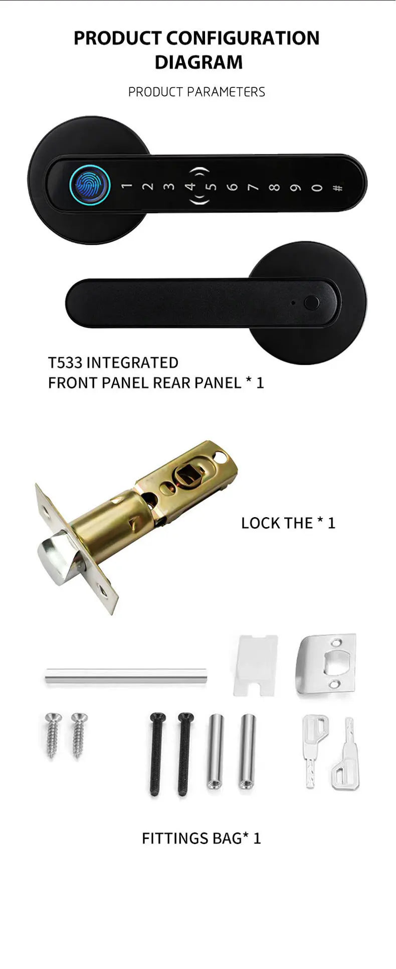 Smart Fingerprint Door Lock Handle for Home Apartment With Key card Digital Door Lock Keypad Keyless Entry electronic lock