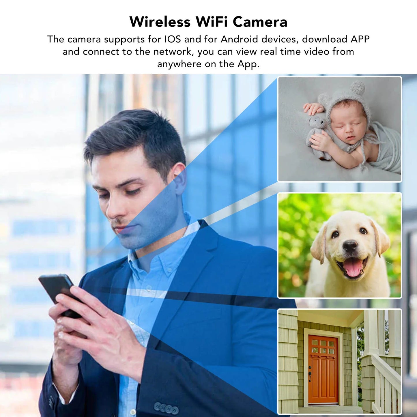 Surveillance System Wireless WiFi Camera 120° Wide Angle 720P Mini Surveillance System CCTV for Children Elders Security Camera