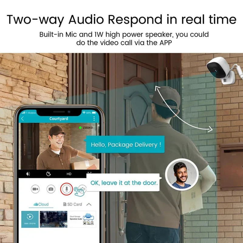 4K HD Mini Security Camera WiFi Monitor Full Color Night Vision Motion Detect Surveillance With 2 Way Audio IP65 Waterproof New