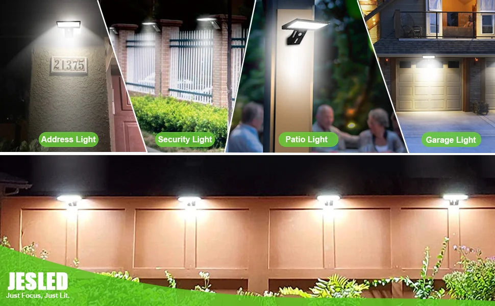 Solar Security Lights Solar Flood Lights Outdoor Waterproof with Motion Sensor 4 Modes 90 LEDs Wall Lights for Porch Yard Garden