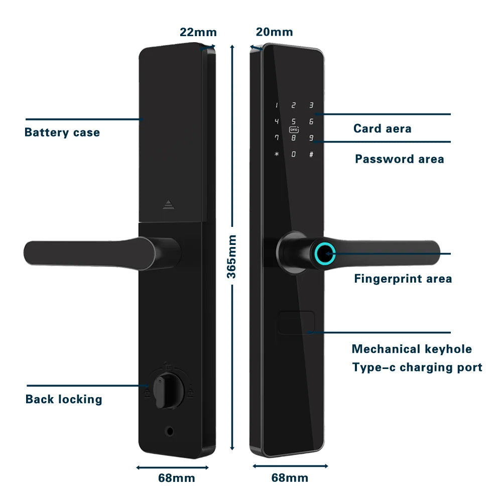 Smart Door Lock TTLock Blue Tooth Digital Electronic Biometric Fingerprint Locks Extra-long Standby Smart Home