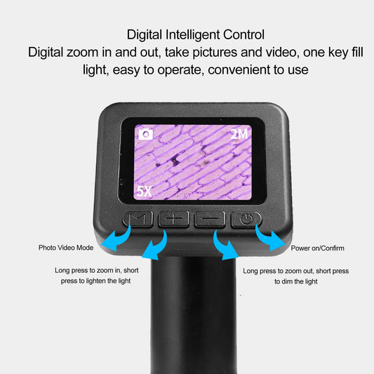 Handheld Microscope USB 5V  2 Inch  Screen 0-40mm Focusing Range 1000X Digital Microscope for Circuit Jewelry Observation